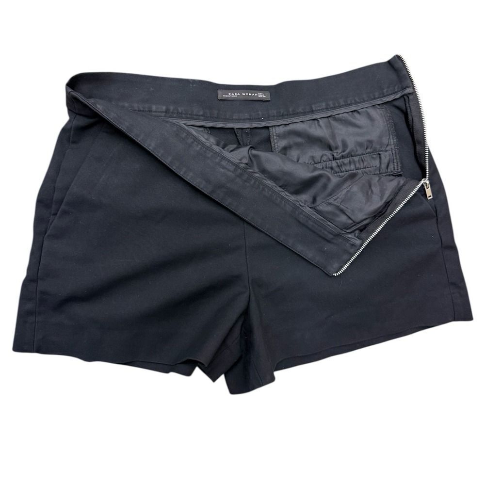 Zara Black Womens Shorts. Side Zipper. Sz L - Picture 5 of 12